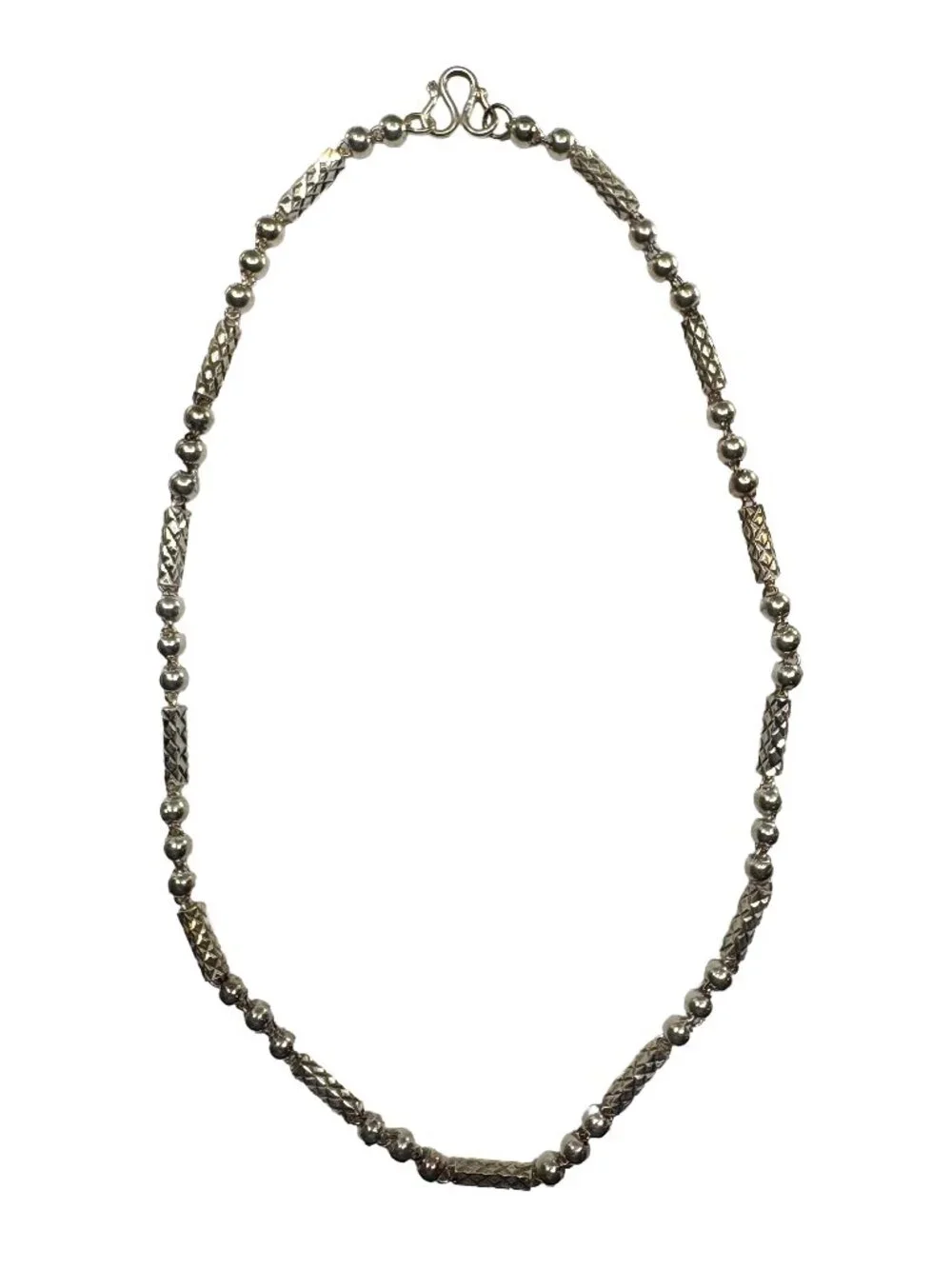 925 Sterling Silver Beaded Chain Necklace 21.6